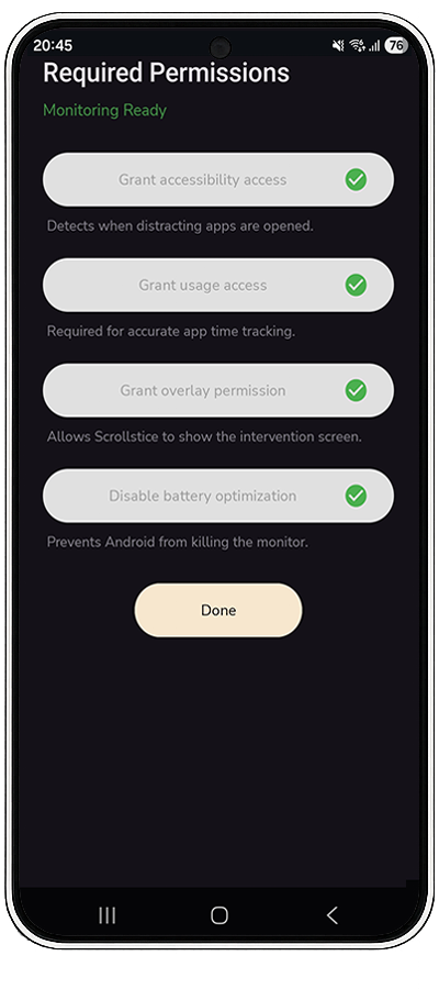 Setup Screen